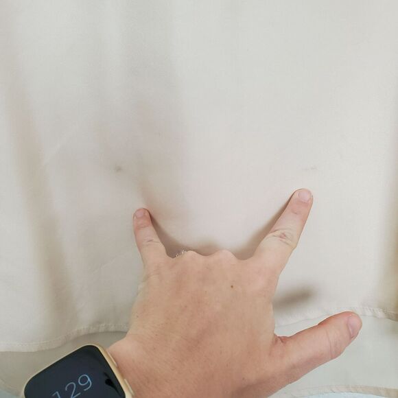 Reiss Womens Jorja Silk Top Size 2 V-Neck Racerback Cream Ivory Sleeveless FLAW - Picture 2 of 9